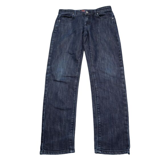 Guess Pants Boys 12 Blue Straight Button Zip 5 Pocket Logo Dark Wash Denim Jeans - Picture 1 of 16
